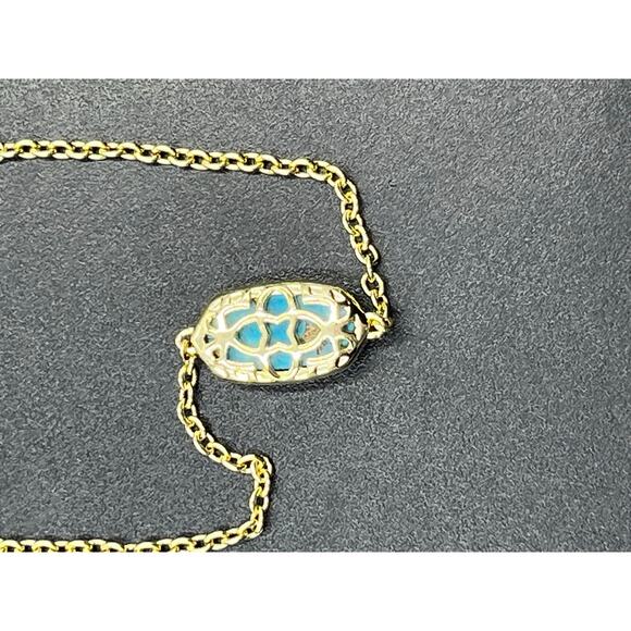 Kendra Scott Elaina Gold Brass
Veined Blue Turquoise Bolo Adjustable Bracelet - Picture 7 of 9